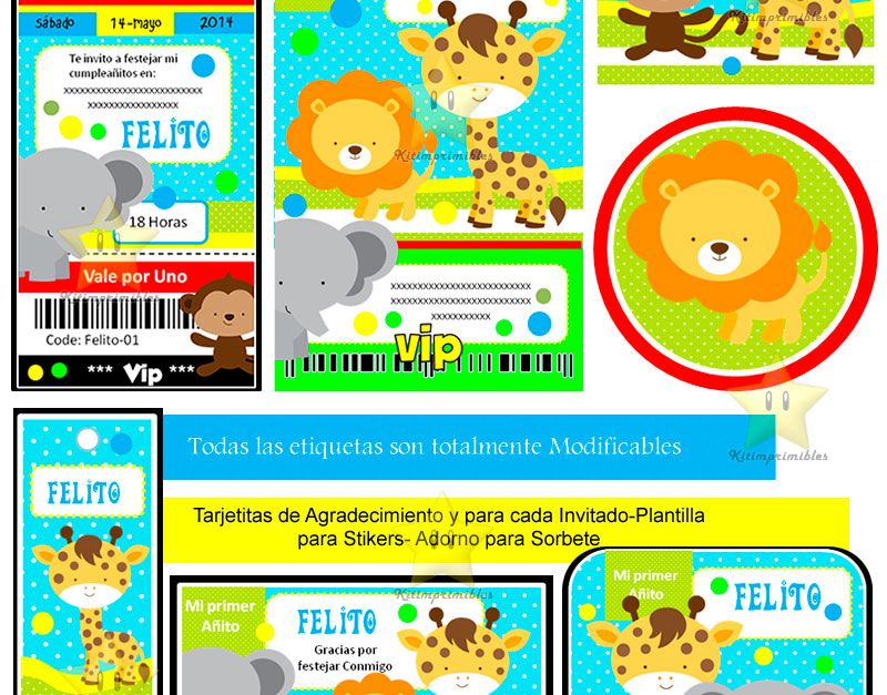 Kit Imprimible Candy Bar Animalitos Nene Todas Las Golosinas kit